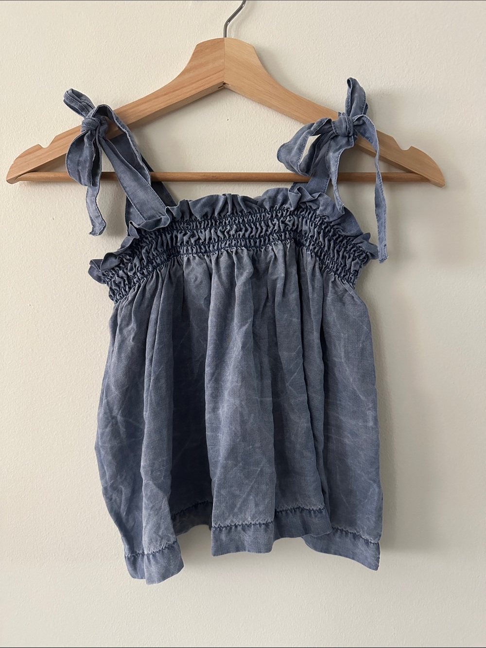 cloth & stone Blue Tie-Shoulder Smocked Tank Top Women’s Size XS